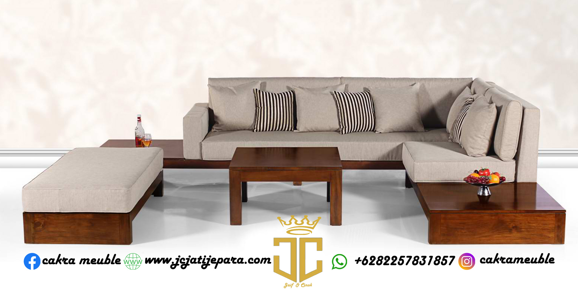 Sofa Tamu Minimalis Jepara Natural Jati Classic New Design JC-0014