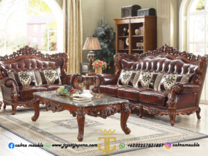 Sofa Tamu Jati Jepara Luxury Carving Classic Natural Color JC-0008