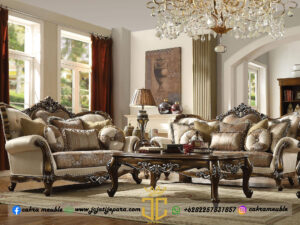 Sofa Tamu Mewah Jati Natural Classic Luxury Carving Color JC-0007