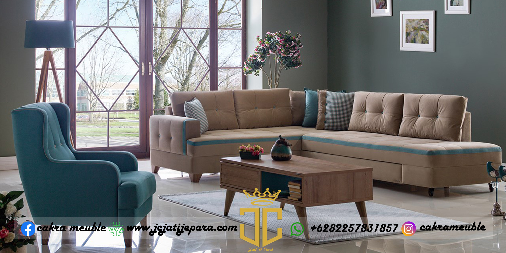 Sofa Tamu Minimalis Jati Classic Luxury Natural Color Sale JC-0013