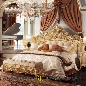 Tempat Tidur Mewah Emas Solid Duco Queenza Style JC-7