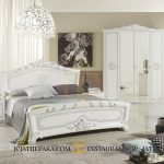 Tempat Tidur Mewah Putih Solid Duco Ukiran Jepara JC-8